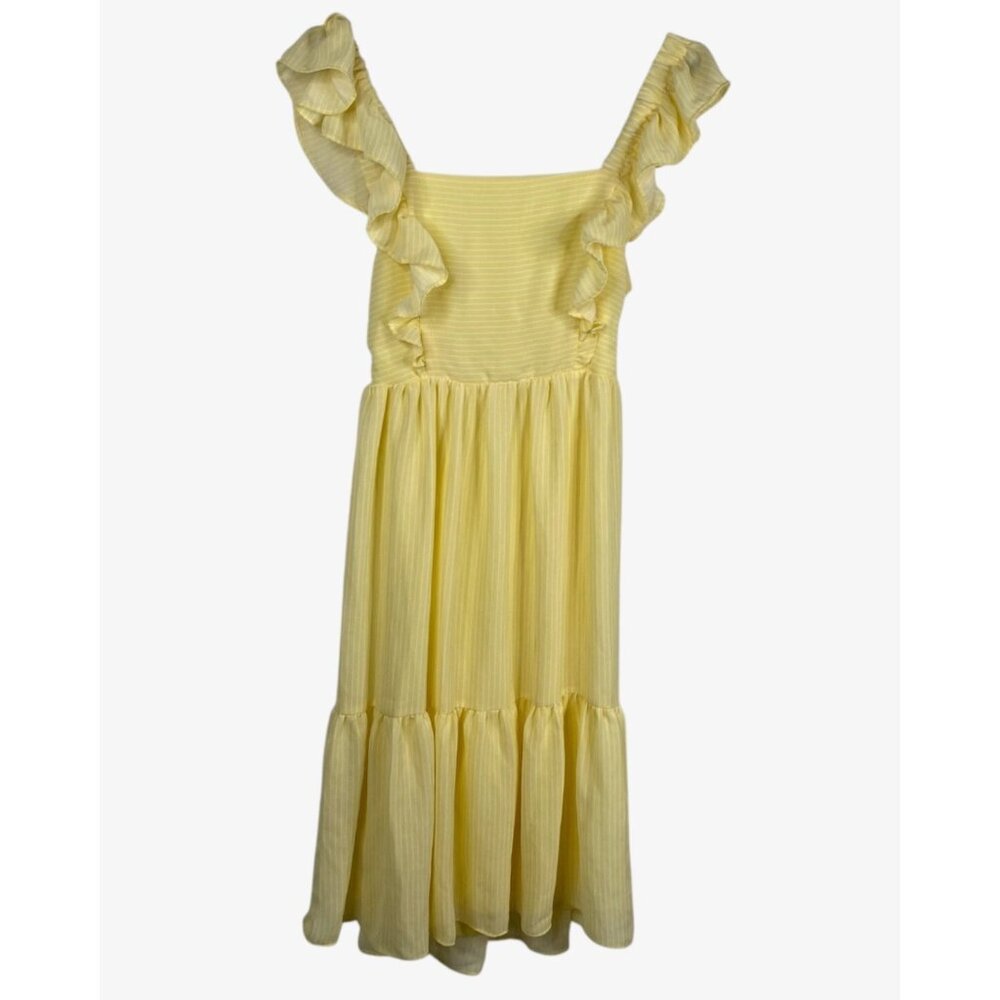 BCBGeneration Dress Women's Butter Yellow Sz S Sleeveless Tiered Milkmaid Trad